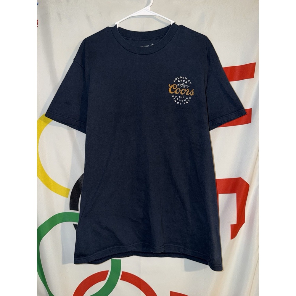 Coors Banquet T Shirt Mens Large Tee Luv Navy Blue Colorado Beer Graphic Tee